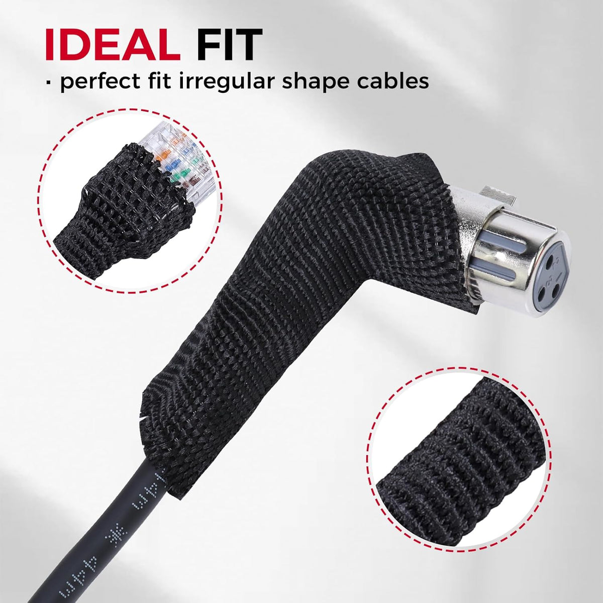 Sonoreboom 1" 18 2 1 - feet Braided Cable Management Sleeve in Heat Shrink Fabric Tube Wrap Organizer Cover