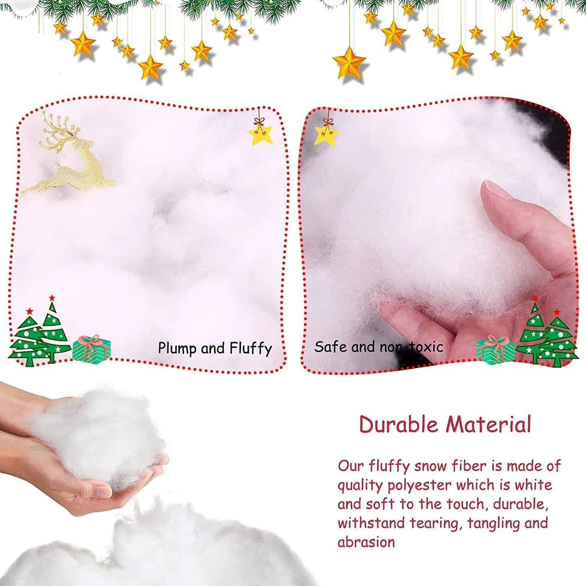 Skiennix Christmas Fake Snow Decor - Fluffy Fiber Artificial Snow Blankets for Indoor Winter Decoration