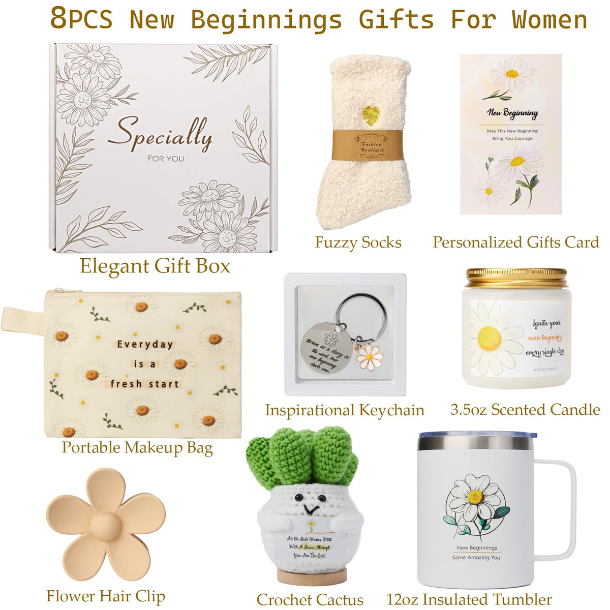New Beginnings Gifts for Women – Graduation Farewell Leaving Going Away Goodbye Retirement Gift Basket for Her Women Coworkers, New Job Good Luck, Moving On, Divorce, Housewarming, Break Up Gifts