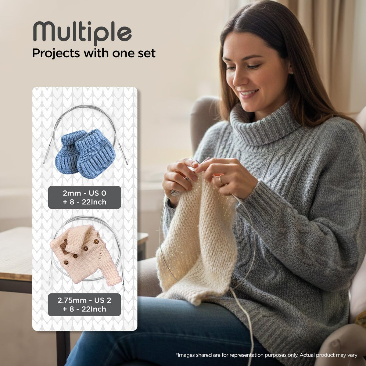 KnitPro Stelo Petite Midi Interchangeable Needle Set 4" (10cm) & 5" (12.5cm) | 4 US Sizes (0 to 2)