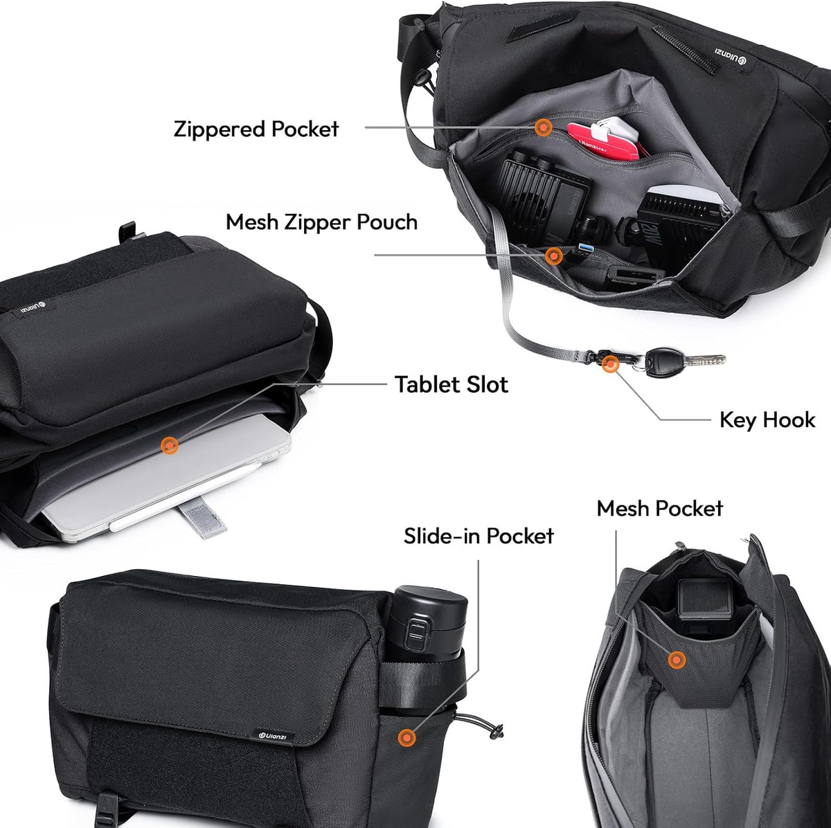 BP11 8L ULANZI Camera Sling Bag with Tripod Holder for Men Women, Lightweight Splash-proof DSLR/Mirrorless Anti-Theft
