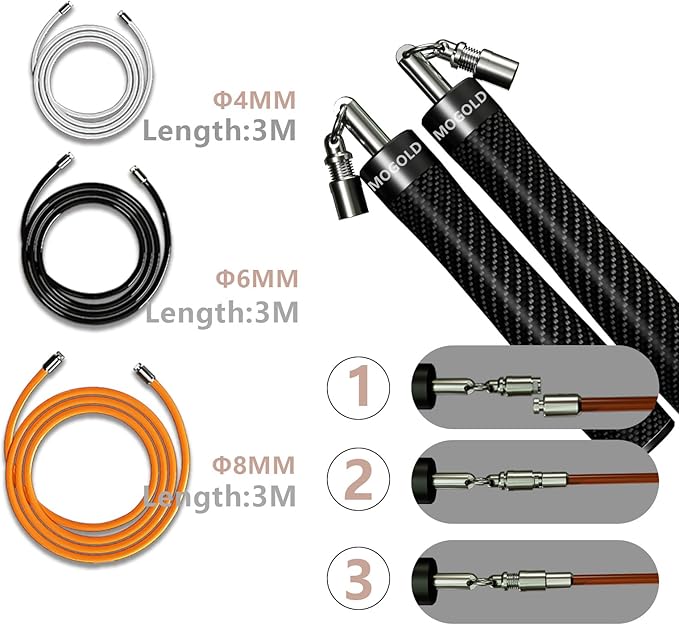 Weighted Jump Rope for Men Women -Interchangeable 1/5lb 1/4lb 1/2lb Heavy jump ropes - 360 Degree Spin - Length Adjustable,Ergonomics Leather Grip Skipping Rope for Fitness Weight Loss & More