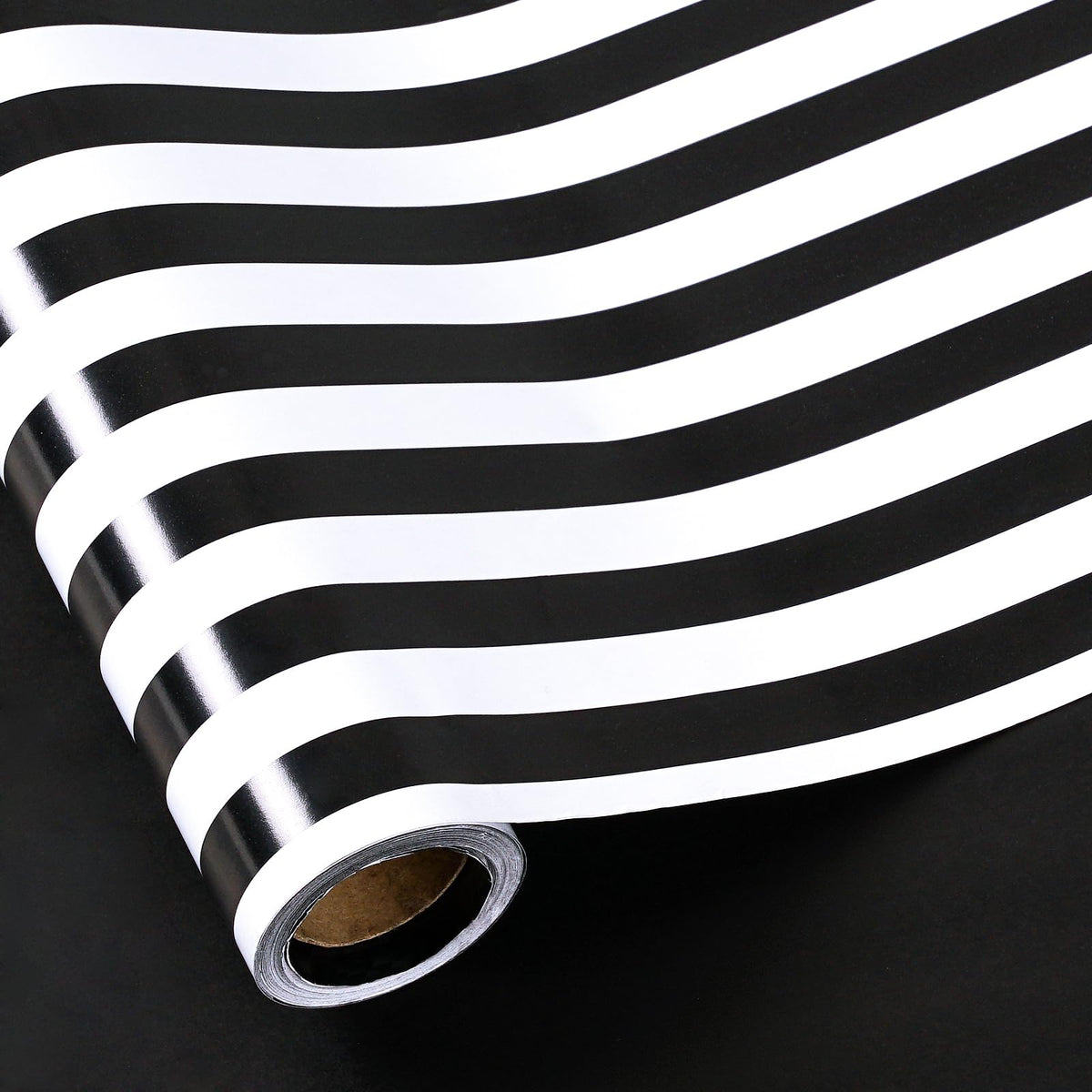 RUSPEPA Reversible Wrapping Paper Roll, Jumbo Roll, Black White Stripe and Solid Black Design Gift Wrap Paper for Birthday, Holiday, Graduation, Christmas, Father's Day, Wedding, 30 Inches x 32.8 Feet