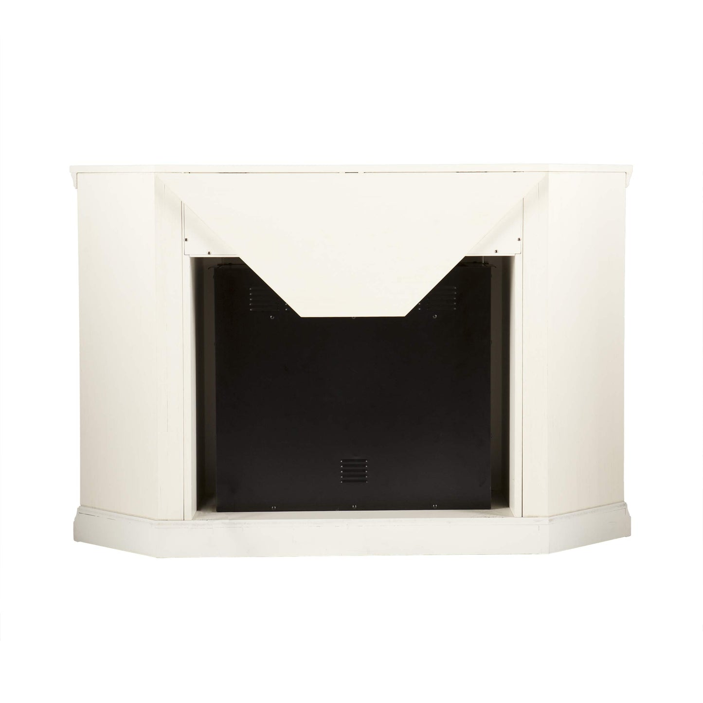 SEI Furniture Claremont Corner Convertible Electric Fireplace with Storage, New Ivory