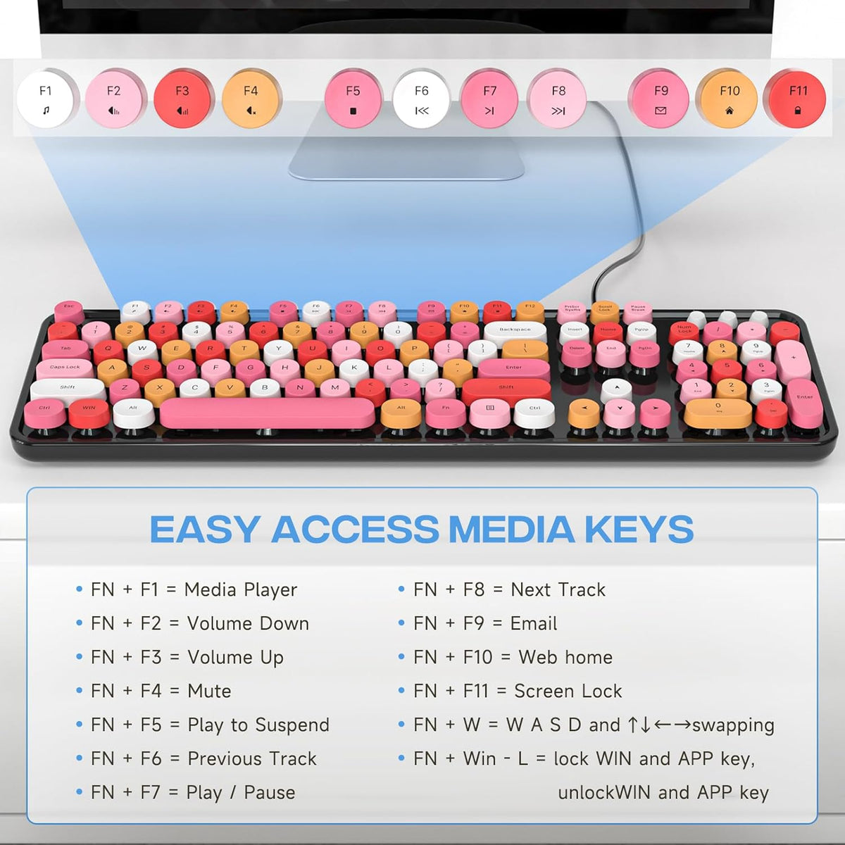 Dilter 104 7 8 10, Wired Keyboard, Keys Full-Sized Typewriter Keyboards, USB Plug and Play Office Keyboard with Number