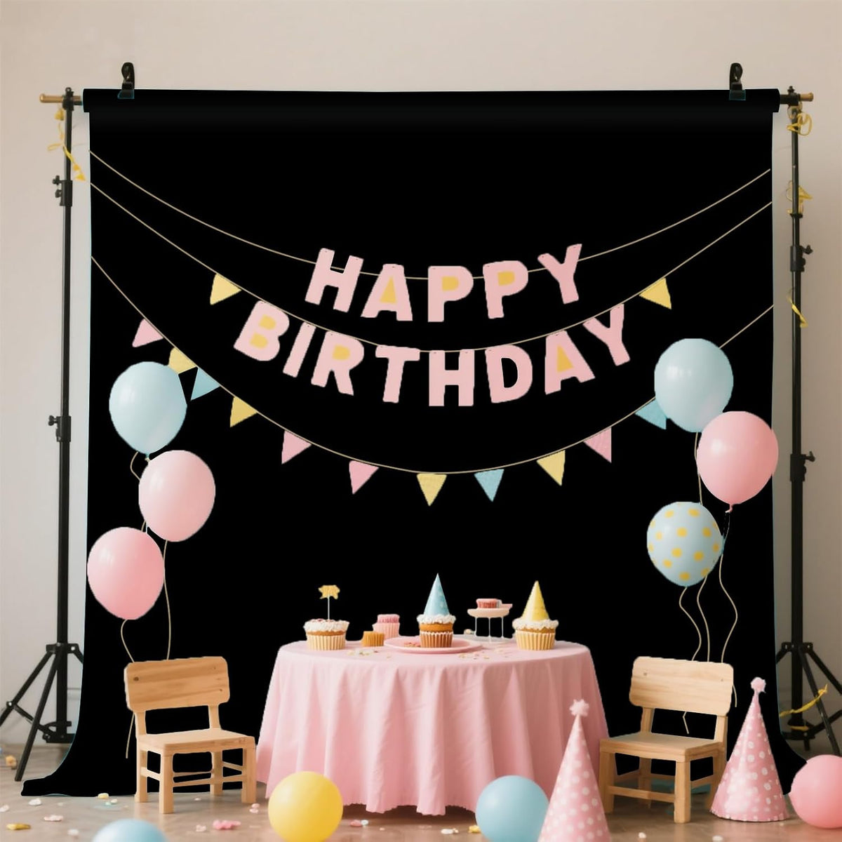 LYLYCTY 10x10FT Black Photo Backdrop for Photoshoot, Black Background for Portrait Product Party Photography Video Live