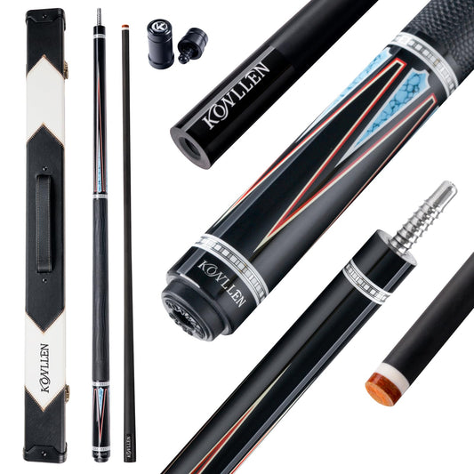 KONLLEN Carbon Fiber Pool Cue 2.0, 58-inch Low Deflection Billiard Stick for Adults with 12.5mm Tip and Pro Taper