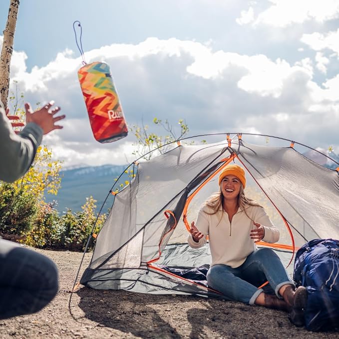 Rumpl Original Puffy Blanket - Warm, Water-Resistant Camping Blanket with 100% Recycled Synthetic Insulation, 52"x75", Original Puffy V1, Sunset Fade