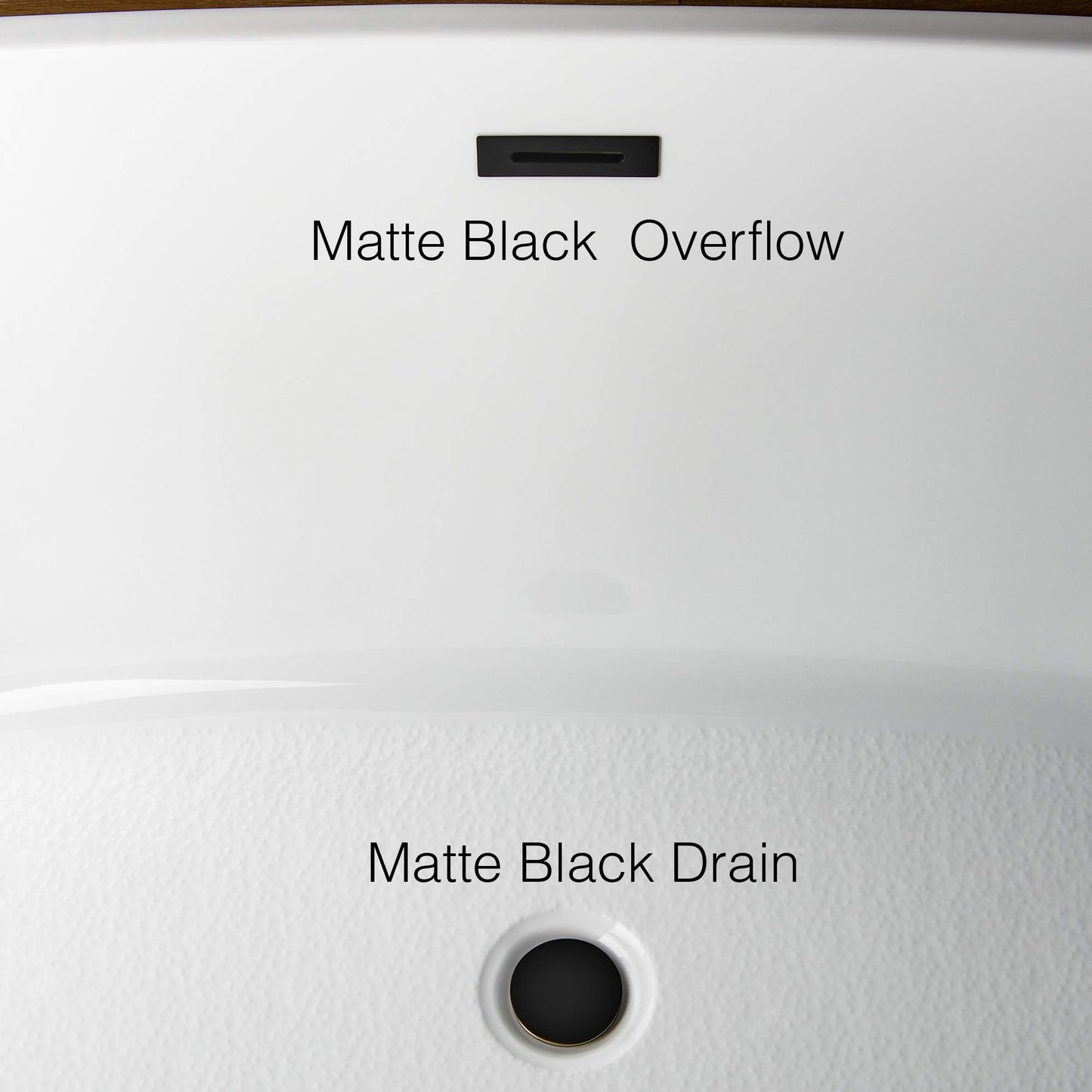WOODBRIDGE 67" Freestanding Acylic Soaking Bathtub with White, Drain and Overflow in Matte, BTA1813-MB-Drain &O, Matte Black