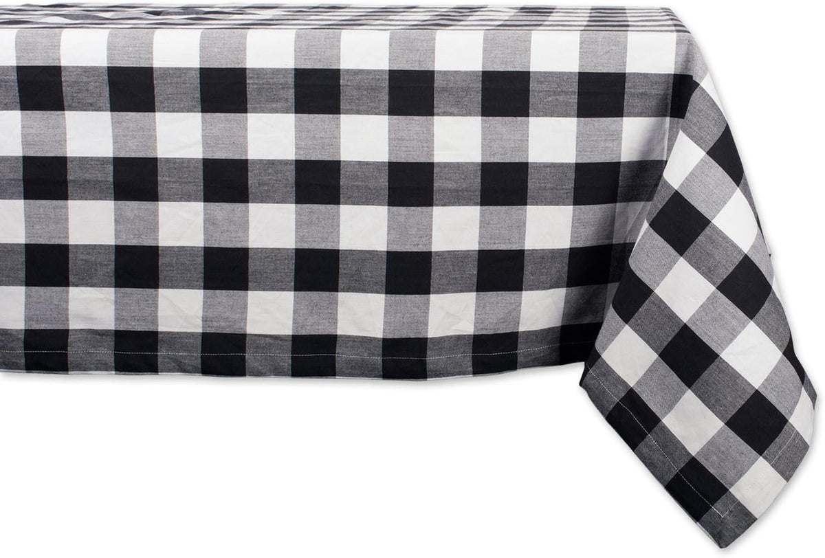 DII Buffalo Check Collection, Classic Farmhouse Tablecloth, Tablecloth, 60x84, Black & White