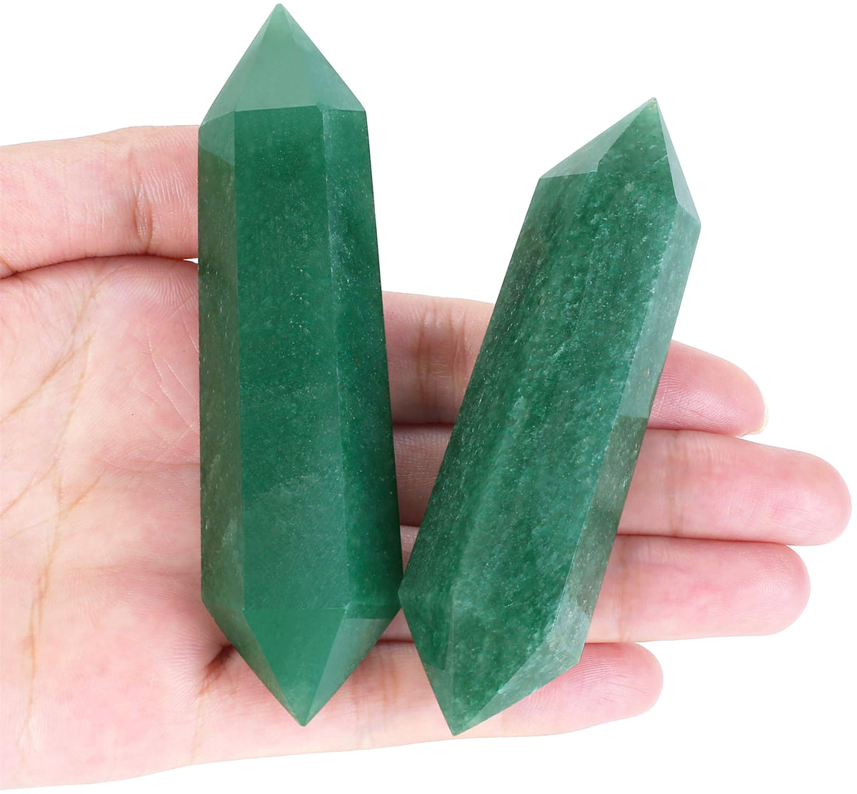 YATOJUZI 3.5" Green Aventurine Healing Crystals Wand Natural Crystals and Healing Stones Large Hexagonal Crystal Points for Meditation Divination Reiki Energy Balancing Good Luck Gifts 1PCS
