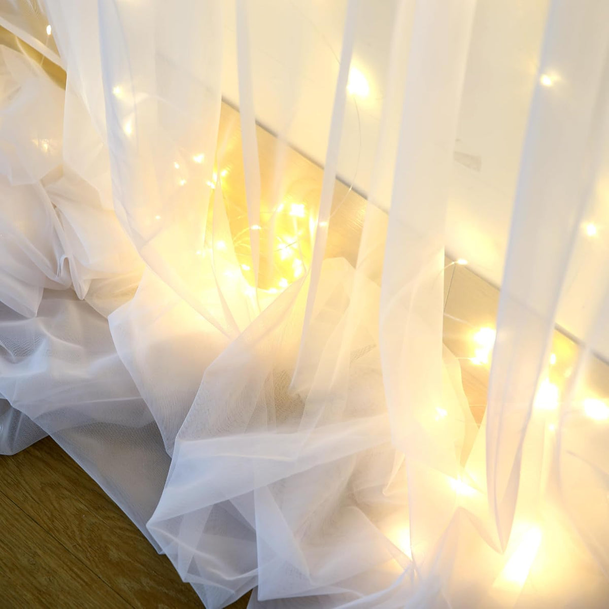 Suppromo 1010ft Decorations(2 10ft10ft) White Backdrop Curtains with Lights String for Wedding Parties Sheer Tulle