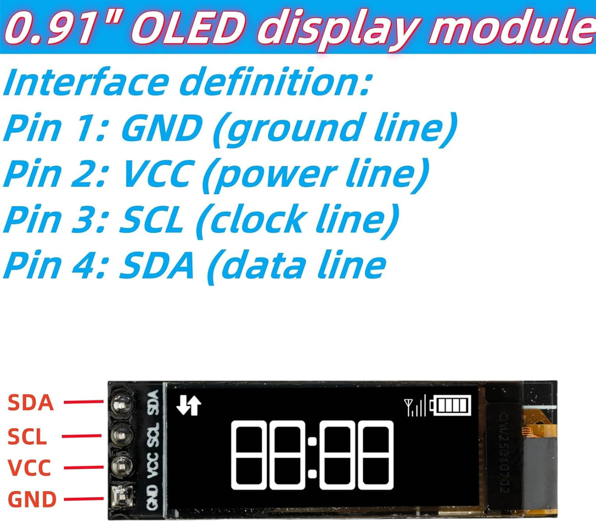 MTDELE 3Pcs 0.91 Inch 3.3V-5V 4Pin OLED Display IIC DC White OLED Screen Module Compatible with for Arduino Raspberry