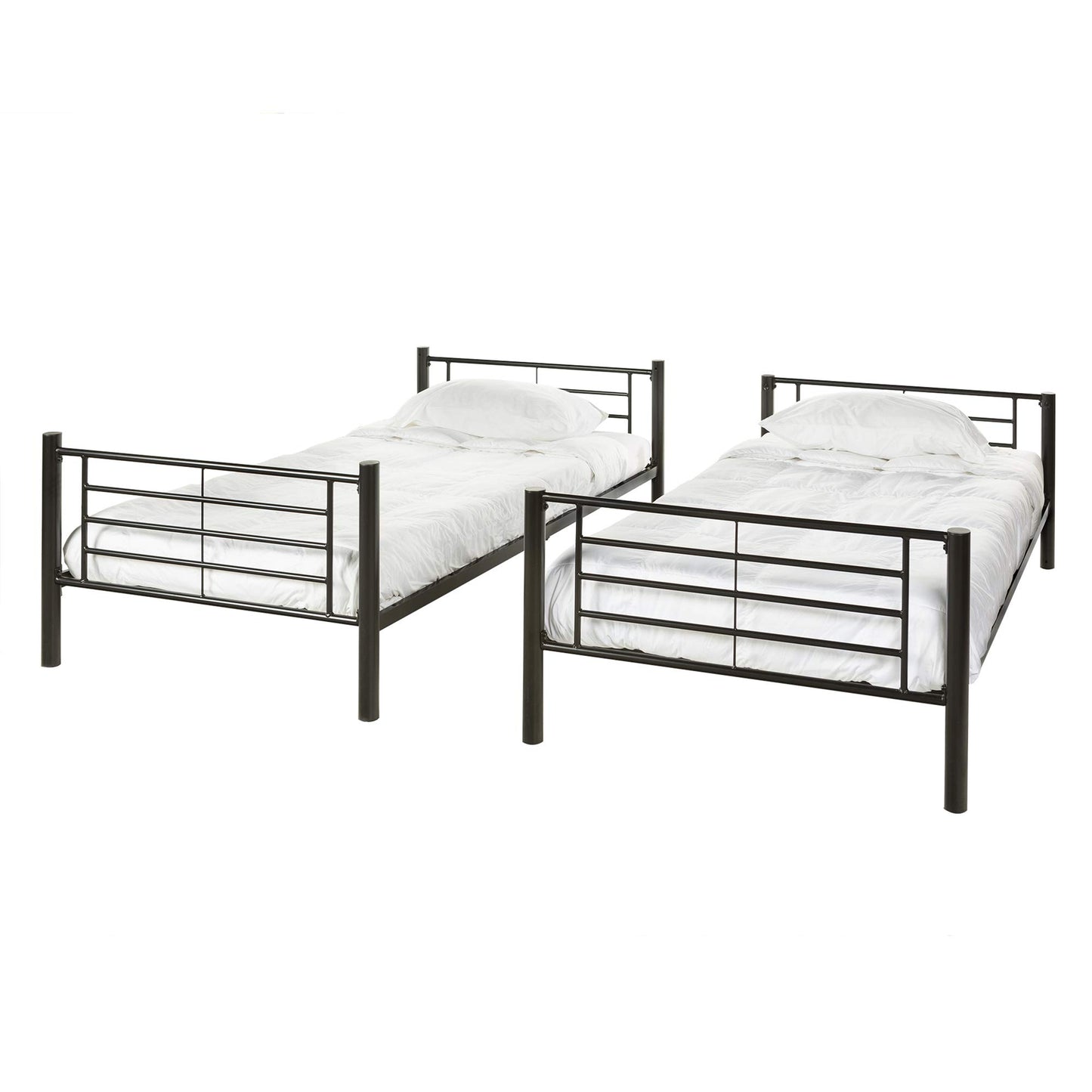 Walker Edison Elodie Urban Industrial Twin Over Twin Metal Bunk Bed, Twin Over Twin, Black