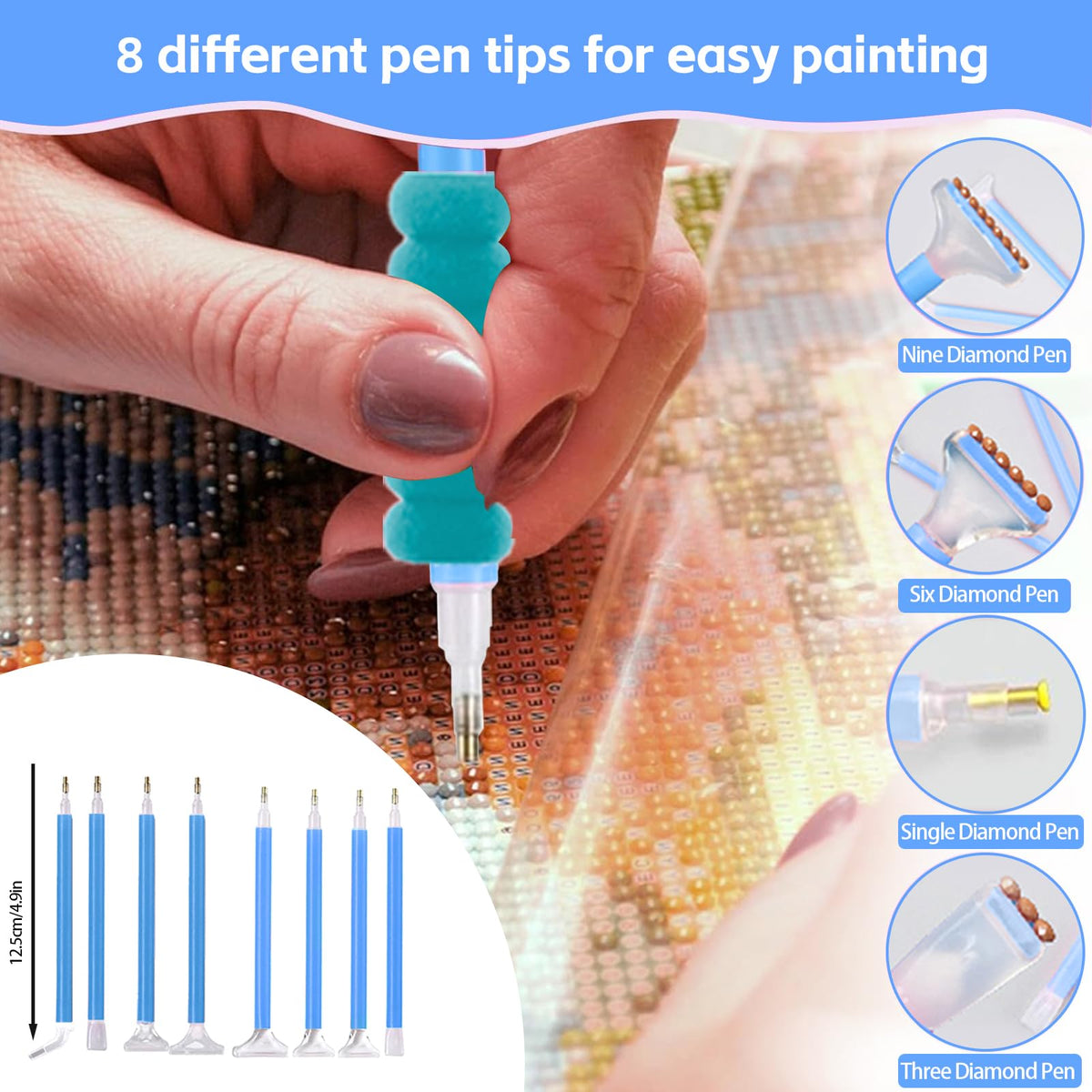 DNSGOOR 186Pcs All Inclusive Diamond Art Accessories Kit Diamond Painting A4 LED Light Pad Set with Diamond Art Sealer Glue Stand Storage Case Pens 5D Painting Tools for DIY Drill Craft