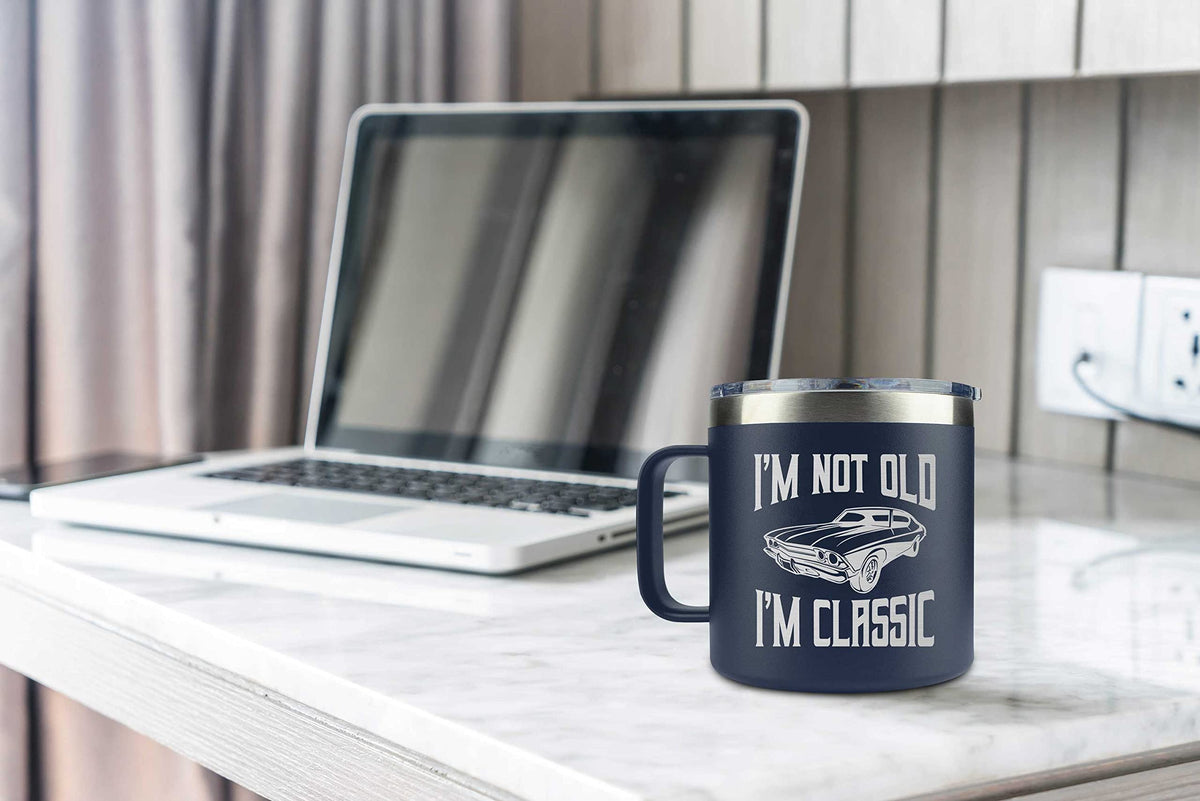 Gifts for Dad from Daughter, Son, Kids on Fathers Day, Christmas - Grandpa Gifts for Christmas - Birthday gifts for Grandpa - Dad Birthday gifts - Funny Mug 14oz, Navy Insulated Stainless Steel