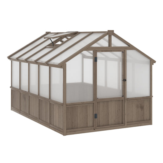 BlueWish 8x10 FT Greenhouse Kit, Wood Greenhouses with 6MM Polycarbonate Panel, Green House with Adjustable Vent & Lockable Door, Walk-in Greenhouse for Outside, Garden, Backyard