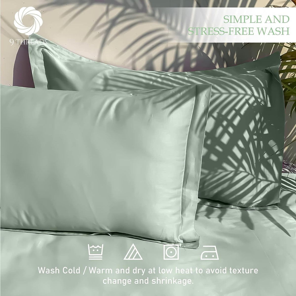 9Threads 600 Thread Count 100% Cotton Sateen Bed Sheets Deep Pocket, Cotton Bedsheets Crisp Cool and Strong Bed Linen (Queen, Lilac)