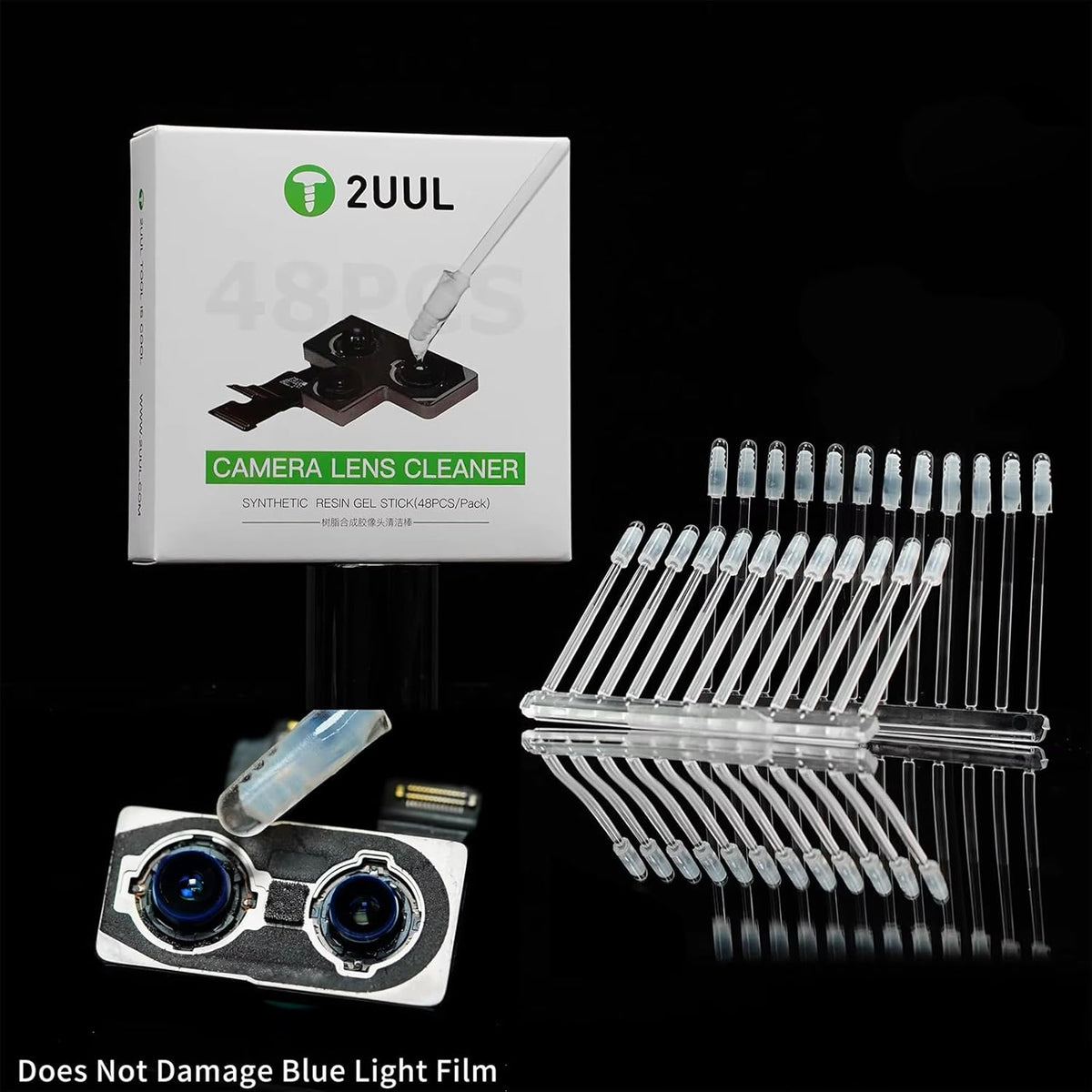 DIYPHONE Tool,48Pcs/Box Portable Mobile Phone Camera Lens Cleaner Resin Synthetic Stick Dust Fingerprint Removal Stick