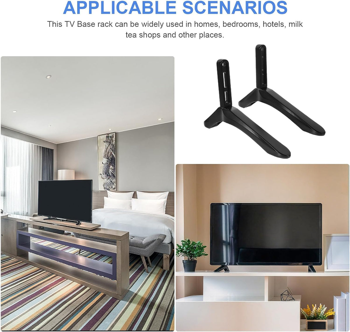SUPVOX Tv Stand Base Bracket with Screws, Black Tabletop Tv Support Stand for LCD LED Flat Screen Replacement, Stable
