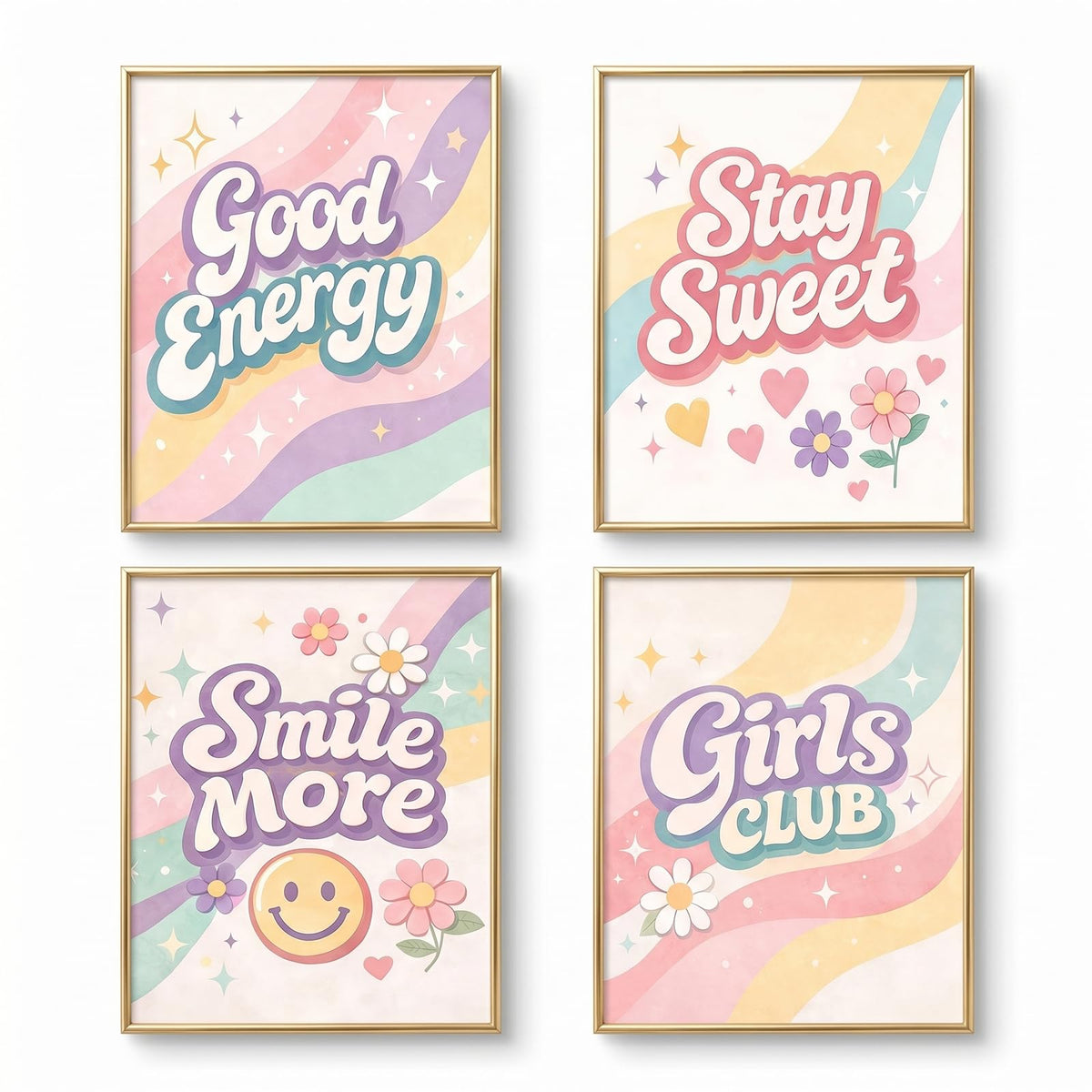 SJUDHHG Dorm Room Decor for Girls, Inspirational Posters, Ideal Birthday Graduation Gift for Girls, Preppy Pink Wall Art for College Apartment Bedroom Classrooms Living Room, 8 x 10 inch Set of 4 (Unframed)