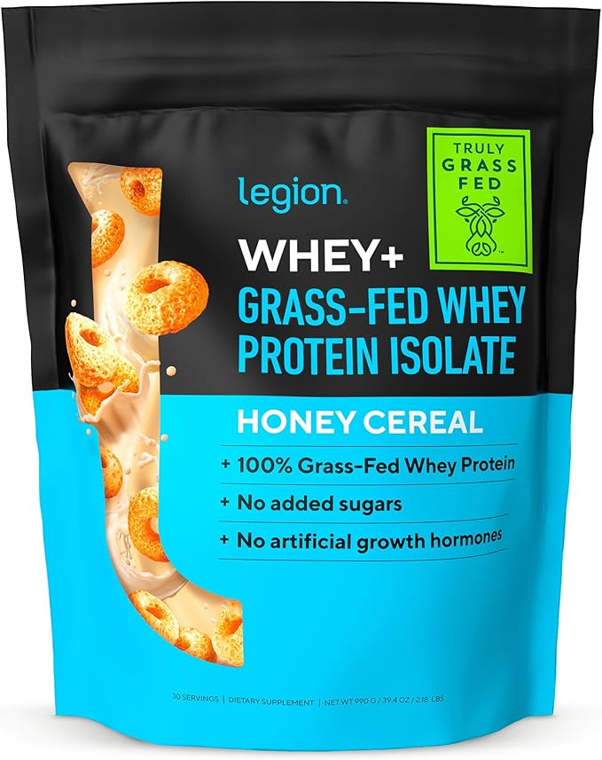 LEGION Whey+ Protein Whey Isolate from Grass Fed Cows - Whey Protein Isolate Powder Low Calorie, Non-GMO, Sugar Free, Lactose and Gluten Free, All Natural Protein Powder for Men & Women, 30 Servings
