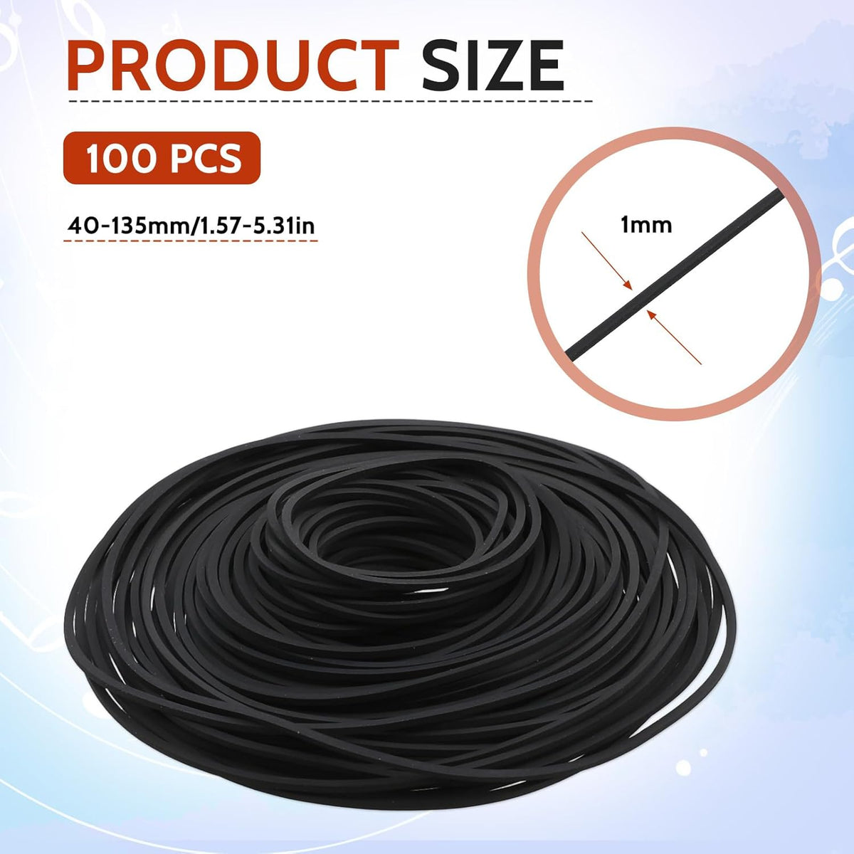 Sliverdew 100 Cassette Cassette 40-135 mm Cassette 1mm Pcs Recorder Rubber Belts Recorder Repair Maintenance Mix Flat