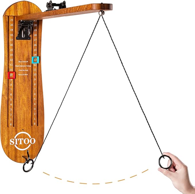 Ring Toss Game for Adults, Outdoors Games, Hook and Ring Game with Foldable Arm