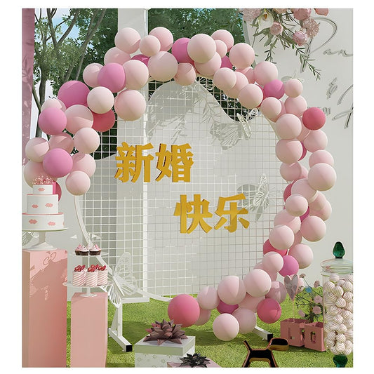 CVGfko Metal Round Mesh Arch Stand, Units Art Display Panels with Triangles-Base, Multifunctional Grid Wall Panel Display Stand, for Birthday Party Photo Backdrop Decoration.White-120cm/47.2in