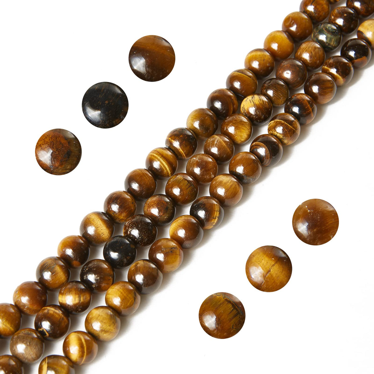 60pcs 6mm Yellow Tiger Eye Beads Natural Gemstone Beads Round Loose Beads for Jewelry Making