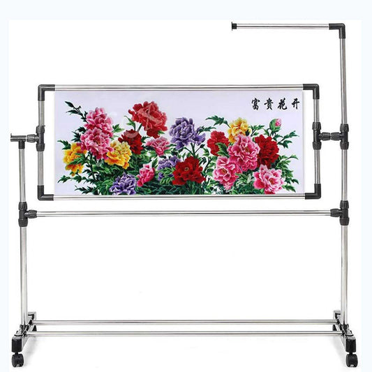 ELUKHT Adjustable Needlework Floor Frame for Art Craft Sewing - Standing Embroidery Lap Table and Cross Stitch Craft Stand, Ideal Holder for Crafting Enthusiasts.