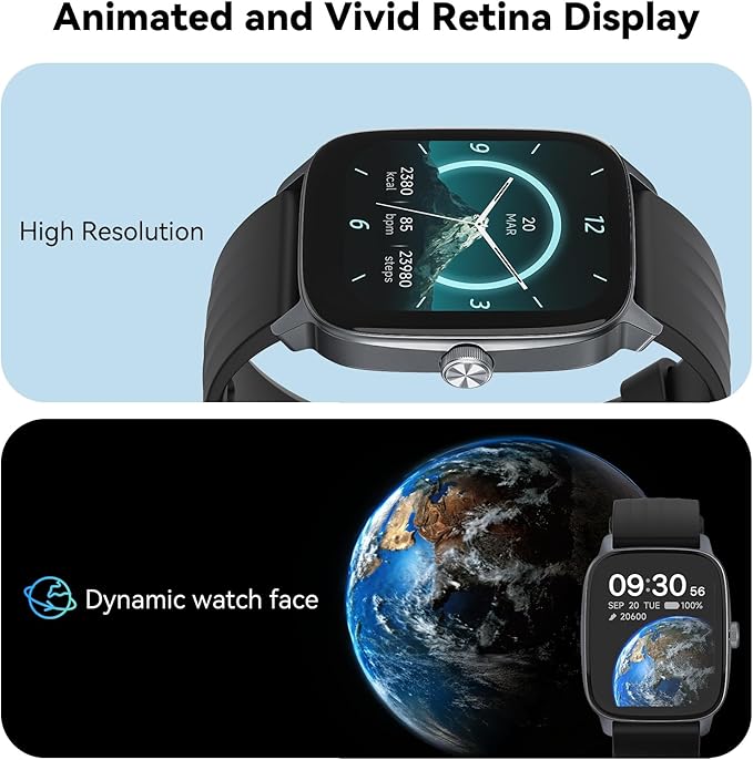 EURANS Smart Watch No App/Phone Required, 1.85" Ultra HD Display, Waterproof Fitness Tracker, 24/7 Heart Rate/Sleep Monitor, Step Counter for Walking, Pedometer & Activity Tracker for Women Men
