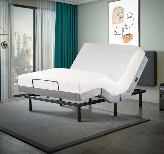 Irvine Home Collection Premium King Adjustable Bed Base Fully Loaded with 8 Inch Gel Memory Foam Mattress - Dual Massage - USB Ports - Zero Gravity - Underbed Light - Wireless Remote - Zero Clearance