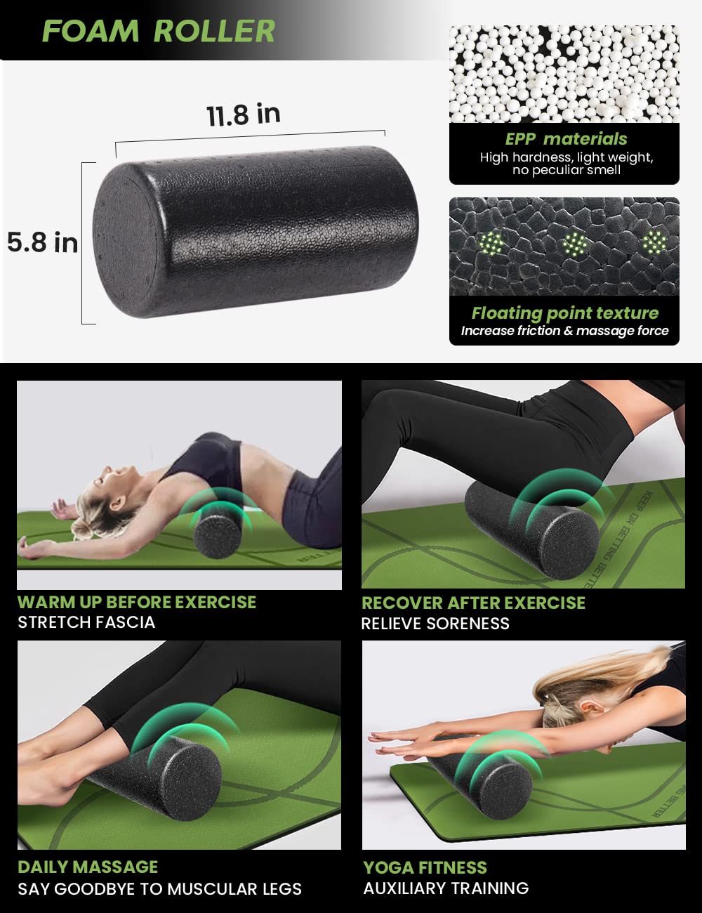 Yoga Starter Kit 12 in 1 - Yoga Set Include Yoga Mat, Foam Roller, 4 Resistance Bands, Yoga Blocks 2 Pack with Strap, 2 Peanut Massage Balls Set, Yoga kit and Sets for Beginners, Women Men