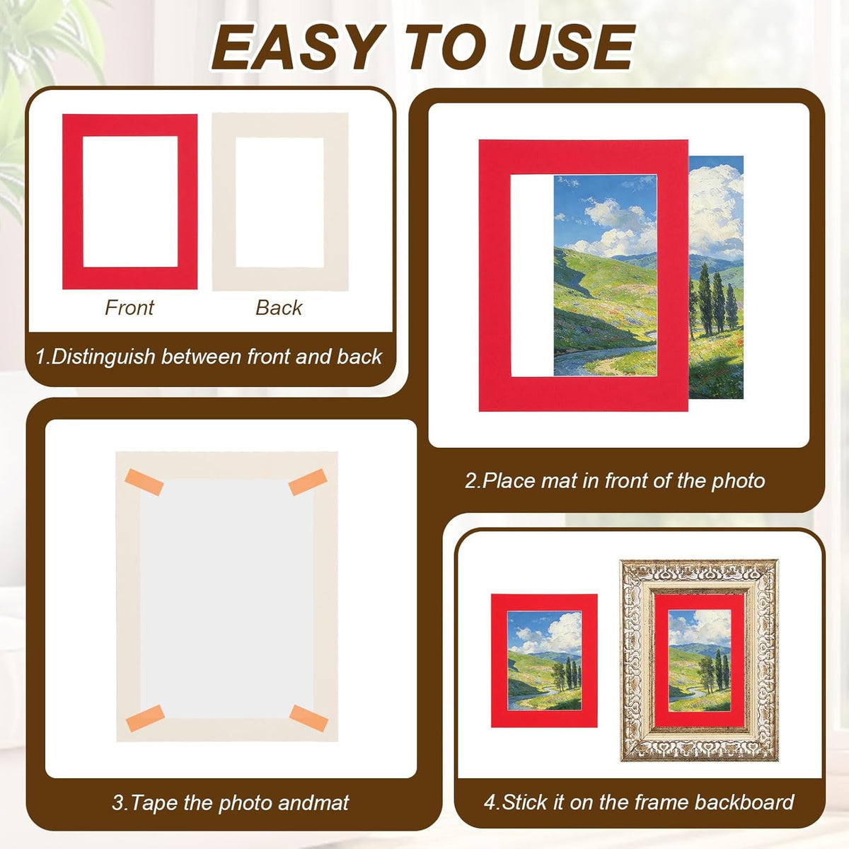 10 7 5 Inch uxcell Pcs Picture Frame Mats, x Picture Mats for Frames, Photo Mattes Angled Cut Board for Photos Prints