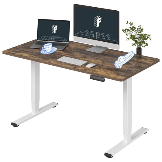 FLEXISPOT E6 3-Stage Dual Motor Electric Standing Desk 55 x 28 Sit Stand Up Desk, Holds 220 lbs, Adjustable Height w/Memory Presets, One-Piece Special Walnut Desktop & White Frame, Ships in 2 Boxes