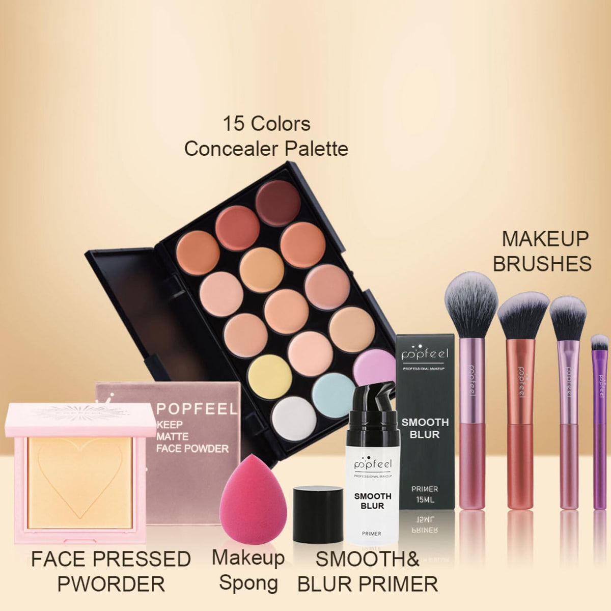 FantasyDay All in One Makeup Kit for Women Full Kit Girls Makeup Gift Sets Xmas Essential Bundle Include Eyeshadow Palette Lipstick Blush Concealer Eyeliner Mascara Foundation Brush Eyebrow Pencil