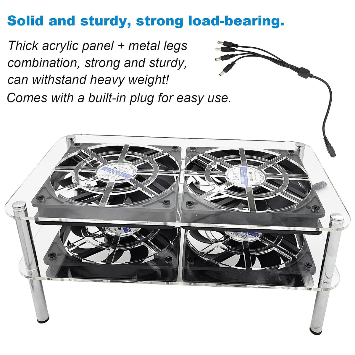 LYML.E1 4x120mm Computer Fan with Ac Plug,with Variable Speed Controller,Dual-Layer Heat Dissipation with Acrylic