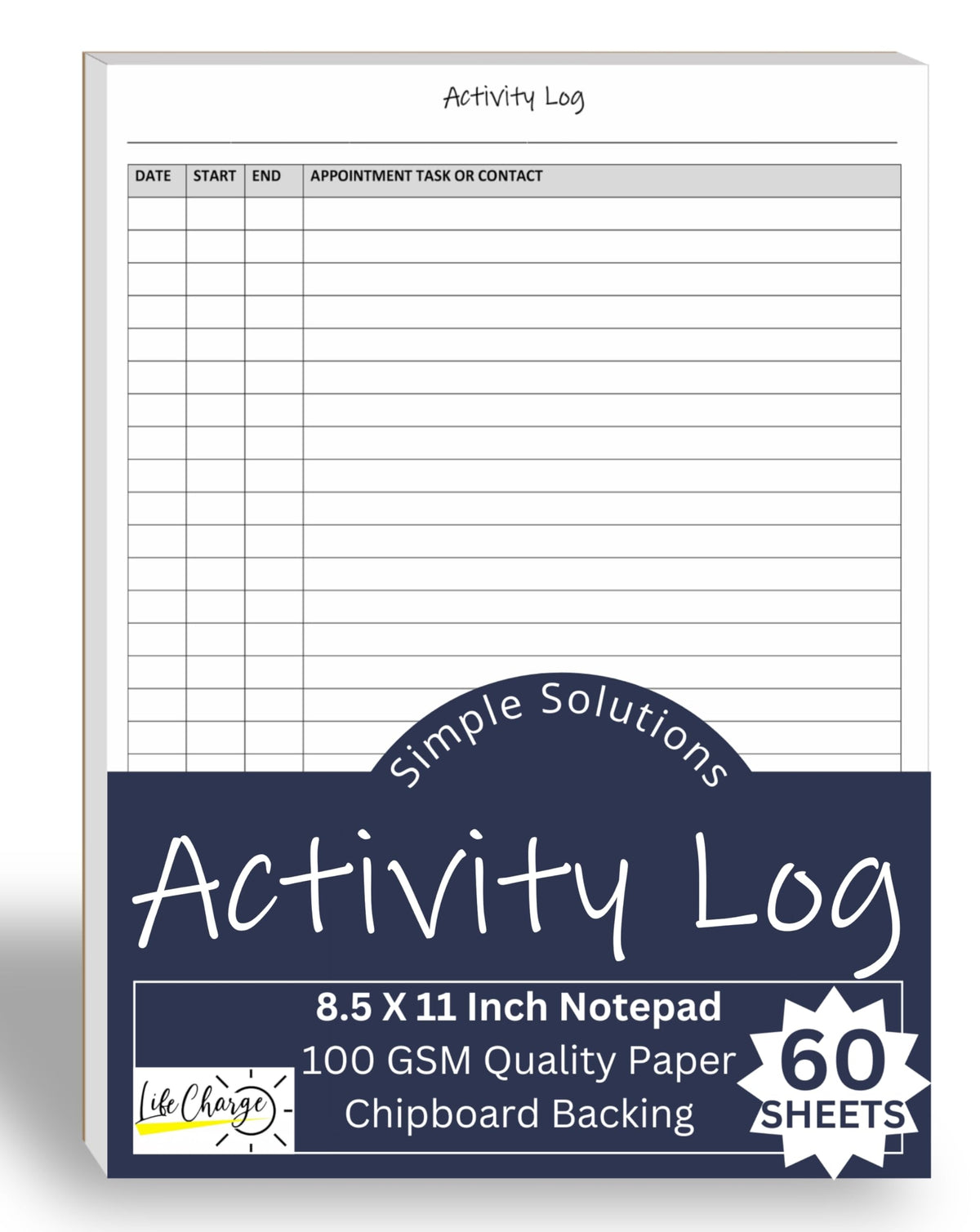 Activity Log Notepad – Daily Tracker Planning Pad for Office Productivity, Task Tracking & Time Management Planner – Work Communication Logbook Timesheet, Get Organized – 8.5 x 11 Legal Pad, 60 Page