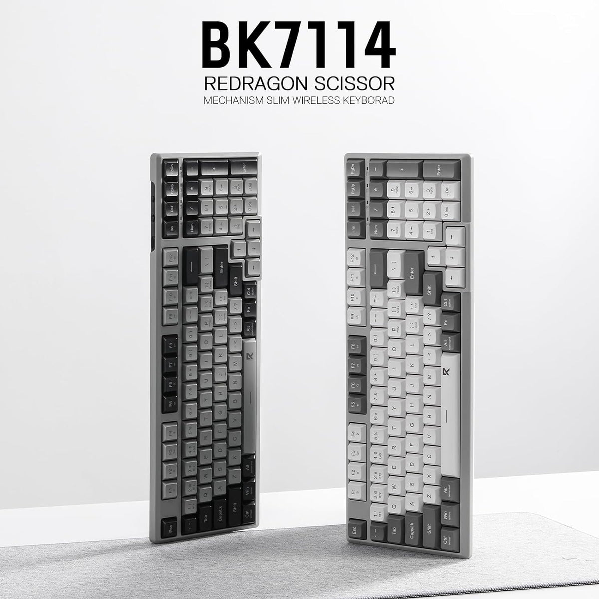 Redragon BK7114 98 2.4G Low-Profile Wireless Computer Keyboard, Keys Slim Office PC Scissors Mechanism Keyboard w/ BT