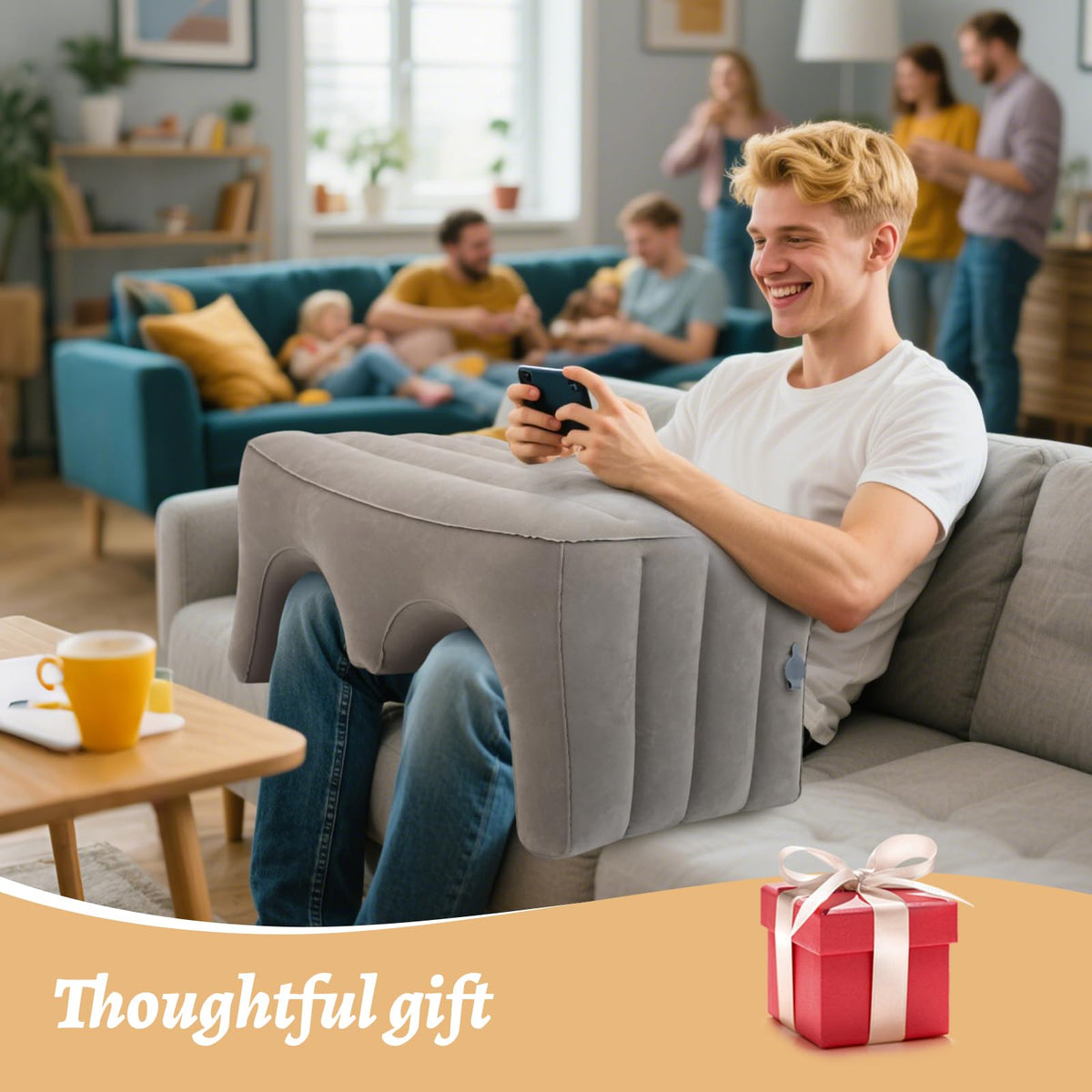 Bloomoja Inflatable Reading Pillow, Laptop Lap Desk with Inflatable Bag, Adjustable Gaming Pillows for Bed, Couch, Floor, Portable Leg Elevation Pillow for Comfortable Reading, Working, Crocheting