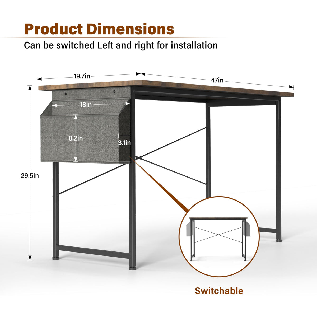 Small Space Writing Desk with Headphone Hooks, Modern Simple Design, Suitable for Study, Home Office and Living Room