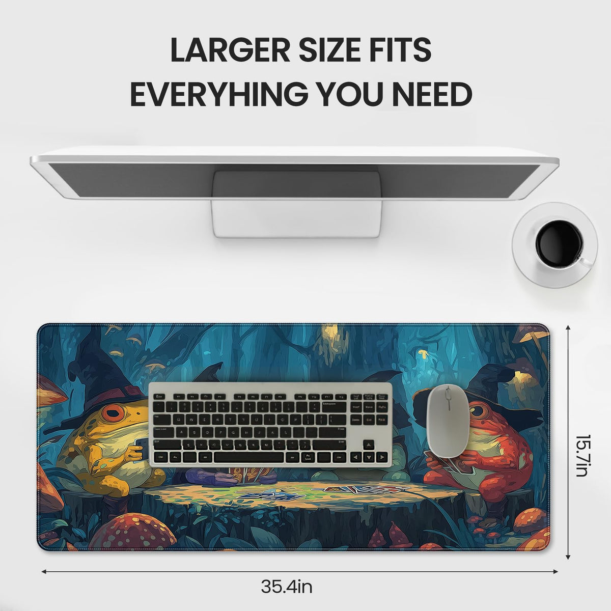 Anime Frog Playing Card Gaming Mouse Pad, Extended 35.4 x 15.7 Inches, Non-Slip Rubber Base, Stitched Edges,Water Proof， XXL Desk Mat