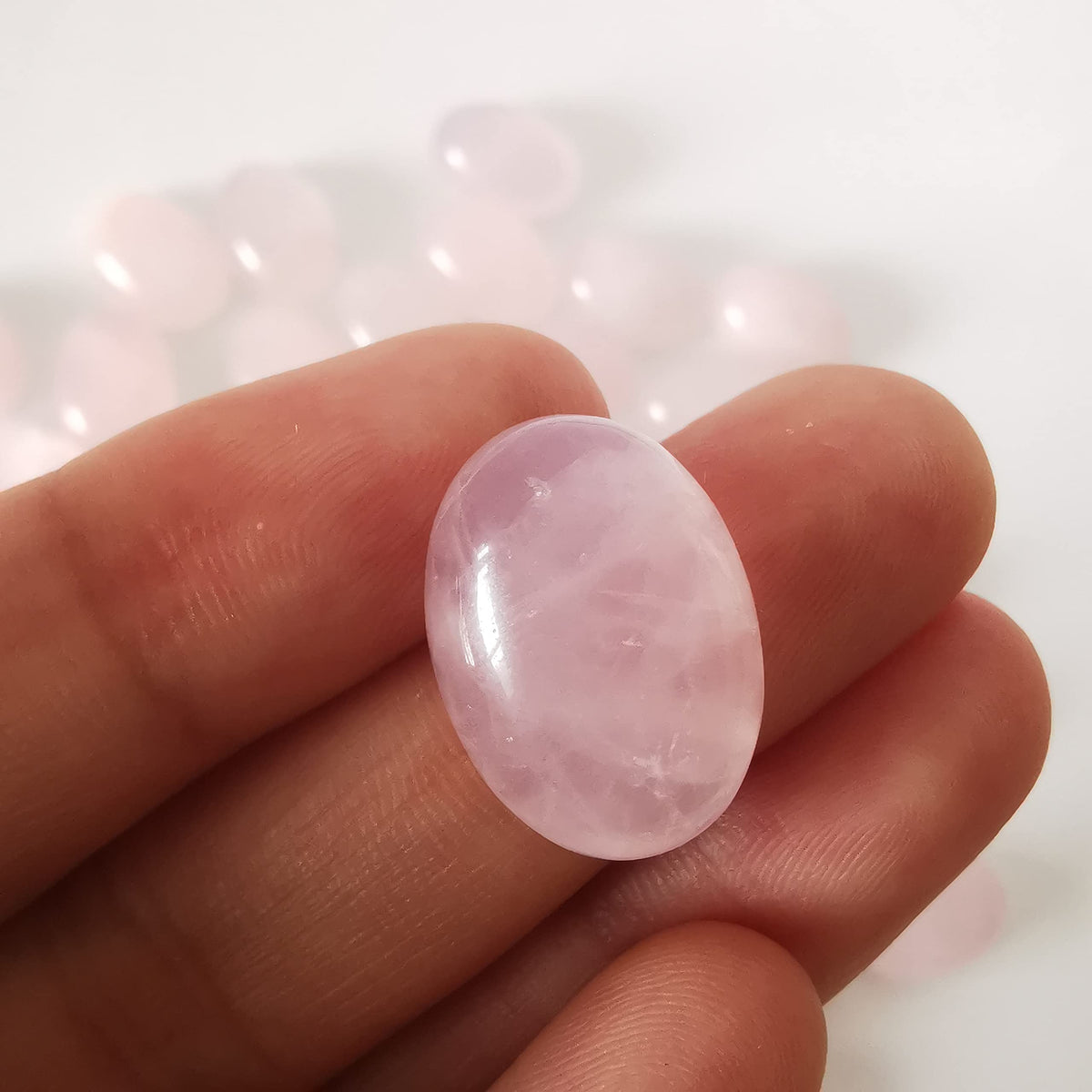 Loveliome 18x13mm Oval Cabochons Flatback Crystal Stone Gemstones Beads for Jewelry Making DIY Pack of 10, Rose Quartz