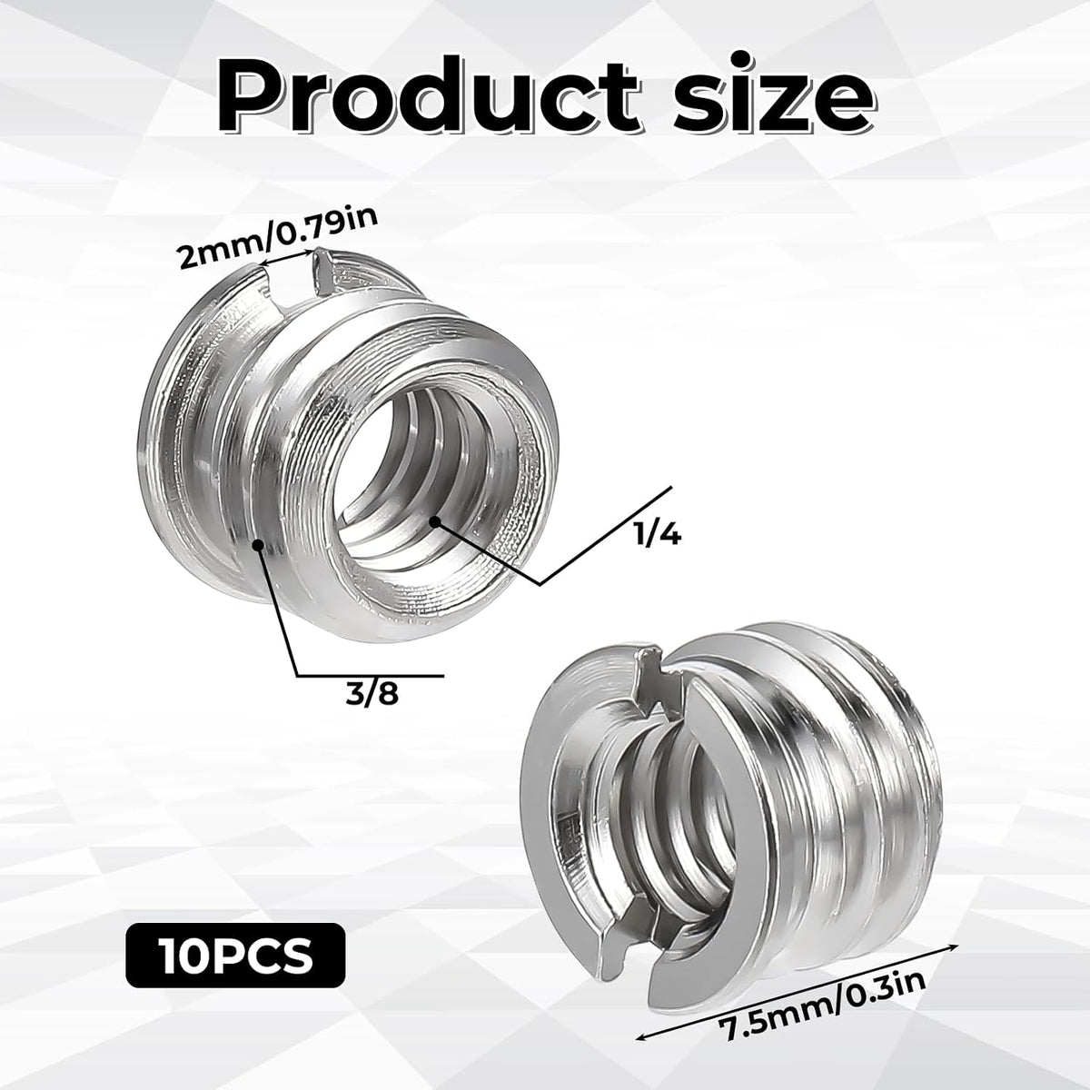 SynHHergyx 10 1/4"-20 3/8"-16 PCS Female to Male Tripod Adapter Reducer Bushing Converter Screw Adapter for DSLR Camera