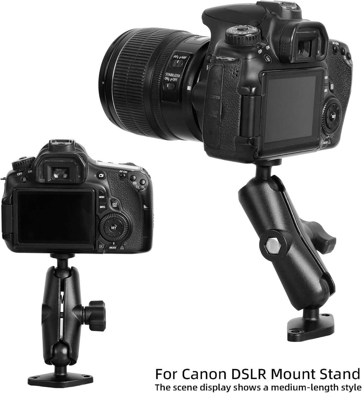 xik 1/4"-20 5.91 inch 1" Heavy Duty Thread Mount: Aluminum Long Arm with Double Ball Head & Ball- Rhombic Base - Fits