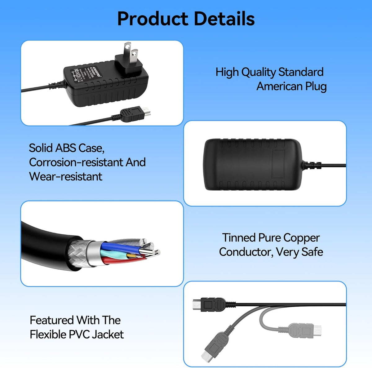 XMHEIRD AD17 H1, H2n, H5, H6, Q2HD, Q4, Q8 R8 AC/DC Adapter for Zoom and Recorders Power Supply Cord Cable PS Charger