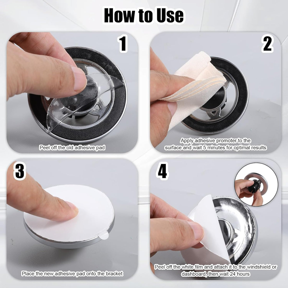 AHQiZFX 70mm/2.73" 6PCS Universal Sticky Gel Mounting Tape Replacement for Suction Cup, Double Sided Sticky Pads