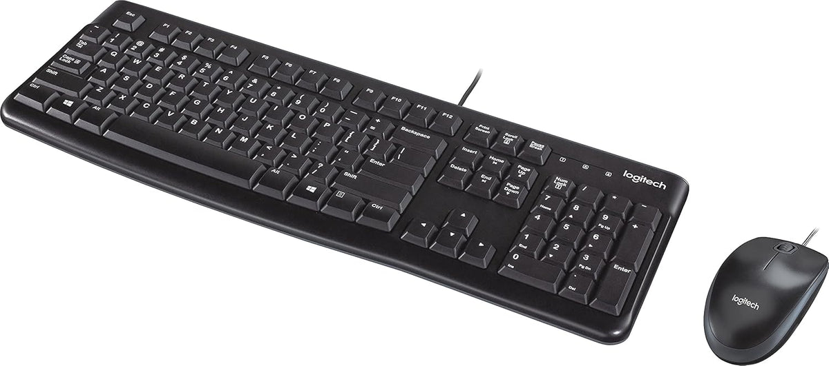 Logitech 920002565 MK120 Set, Wired Desktop Keyboard/Mouse, USB, Black