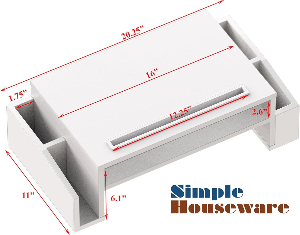 Simple Houseware Adjustable Monitor Stand Riser with Organizer Tray - White